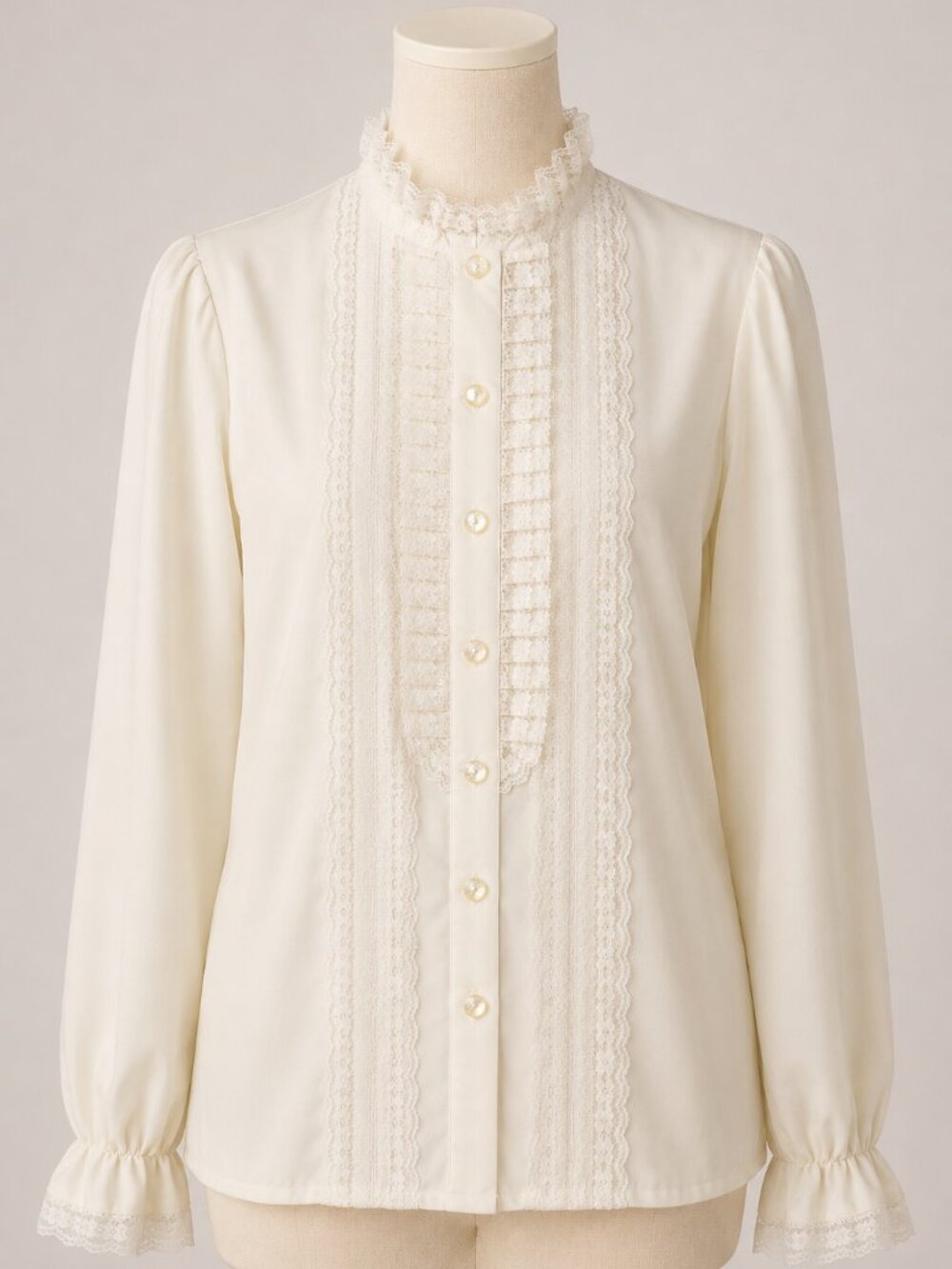 Vintage 1970s Sears Fashion Place Ivory Lace Blouse Size 14 NWT Union Made USA